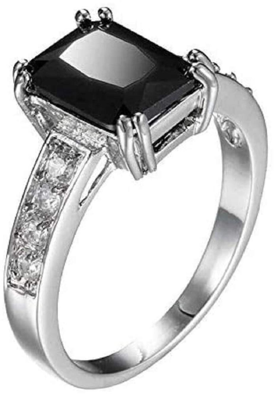 8011 Fashion Zircon Ring Jewelry 925 Sterling Silver Black Onyx Wedding